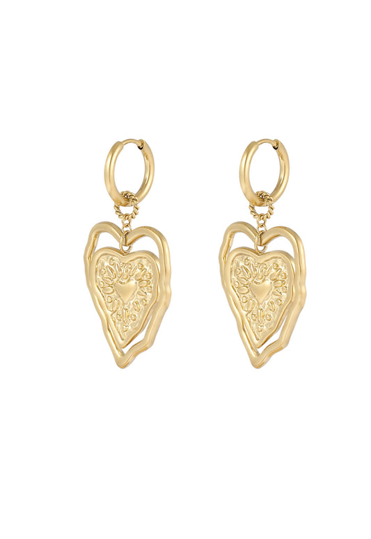 Exceptional heart oorbellen - goud