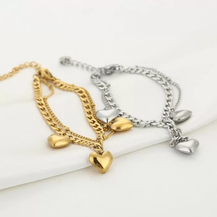 Charms armband hartjes