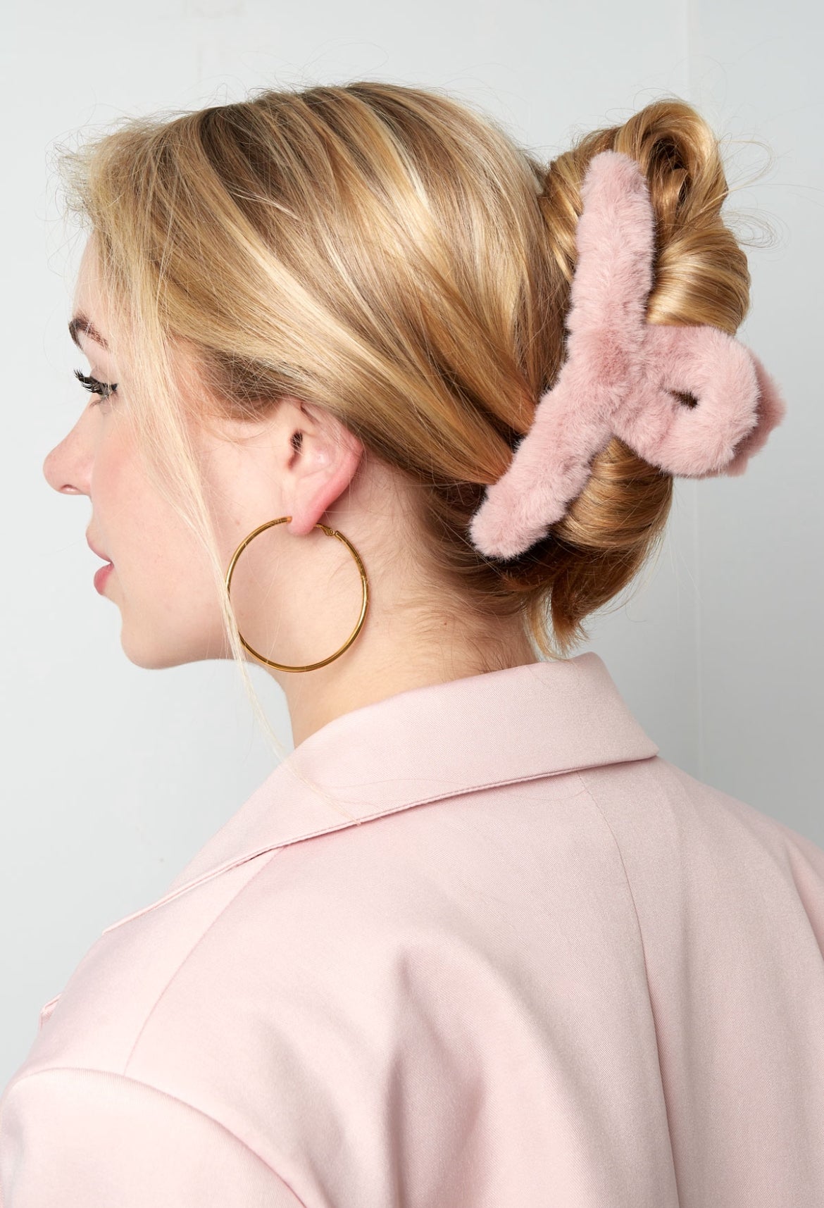 Fluffy haarclip - Roze