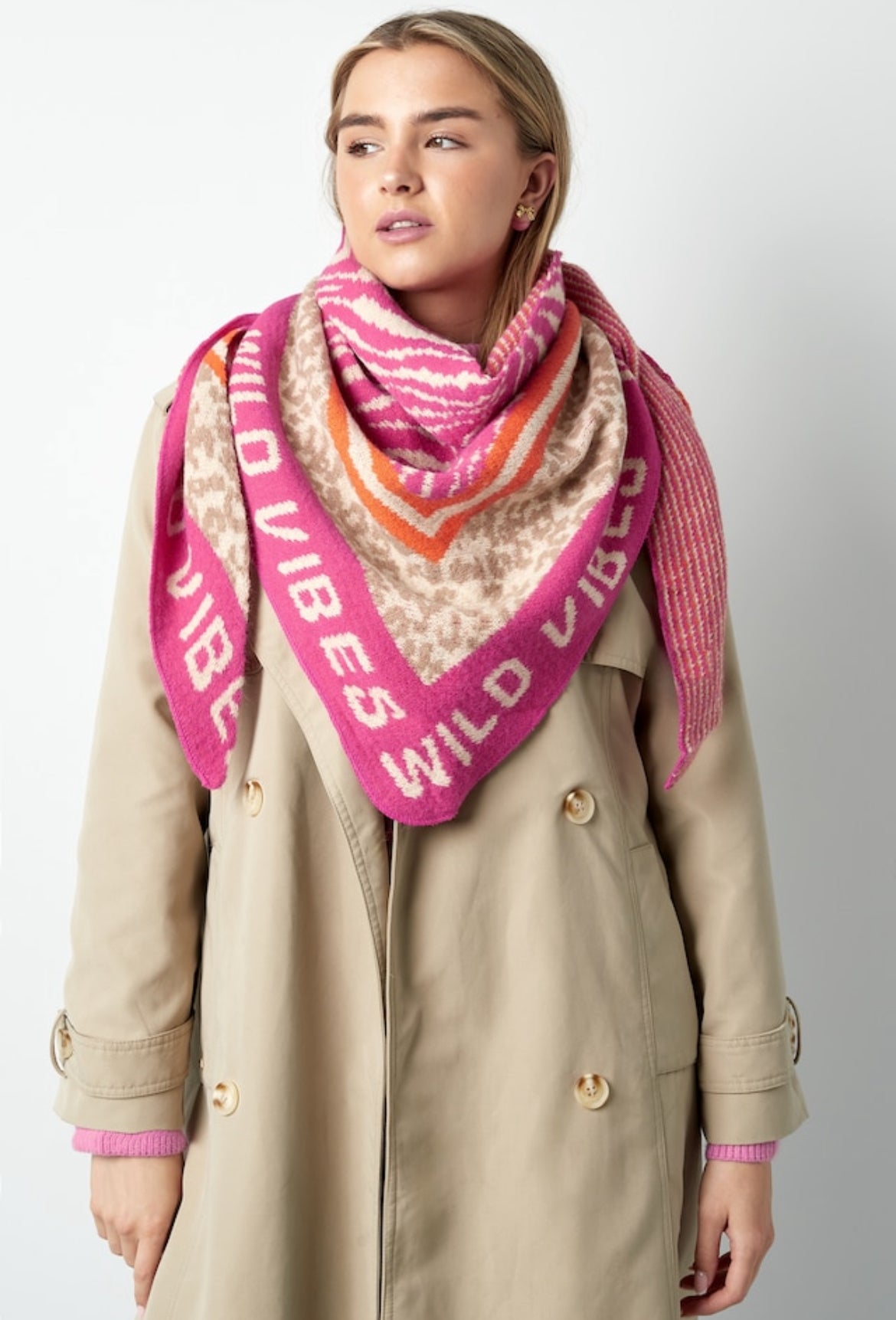 Wild glow sjaal - pink & beige